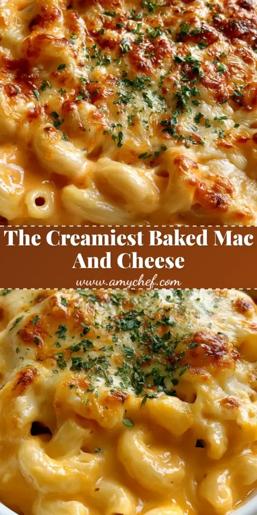 Baked Macaroni and Cheese with Toasted Bubbly Cheddar 4 A close-up shot of creamy Baked Macaroni and Cheese in a white ceramic dish with a bubbly toasted cheddar topping and fresh parsley garnish.
