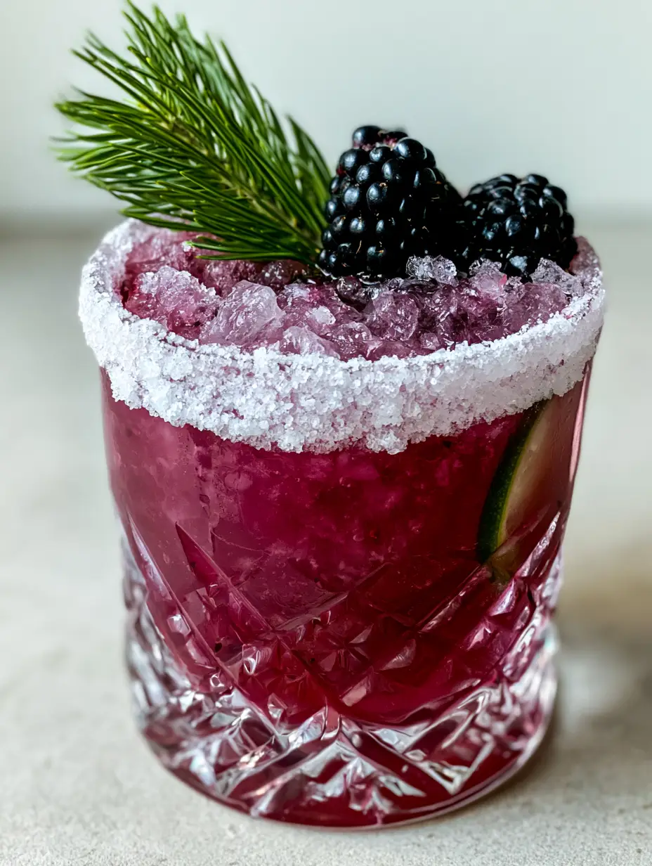 Blackberry Gin Smash: The Ultimate Festive & Refreshing Cocktail 3 Close-up of a magenta Blackberry Gin Smash cocktail showing the faceted glass detail and crushed pebble ice.
