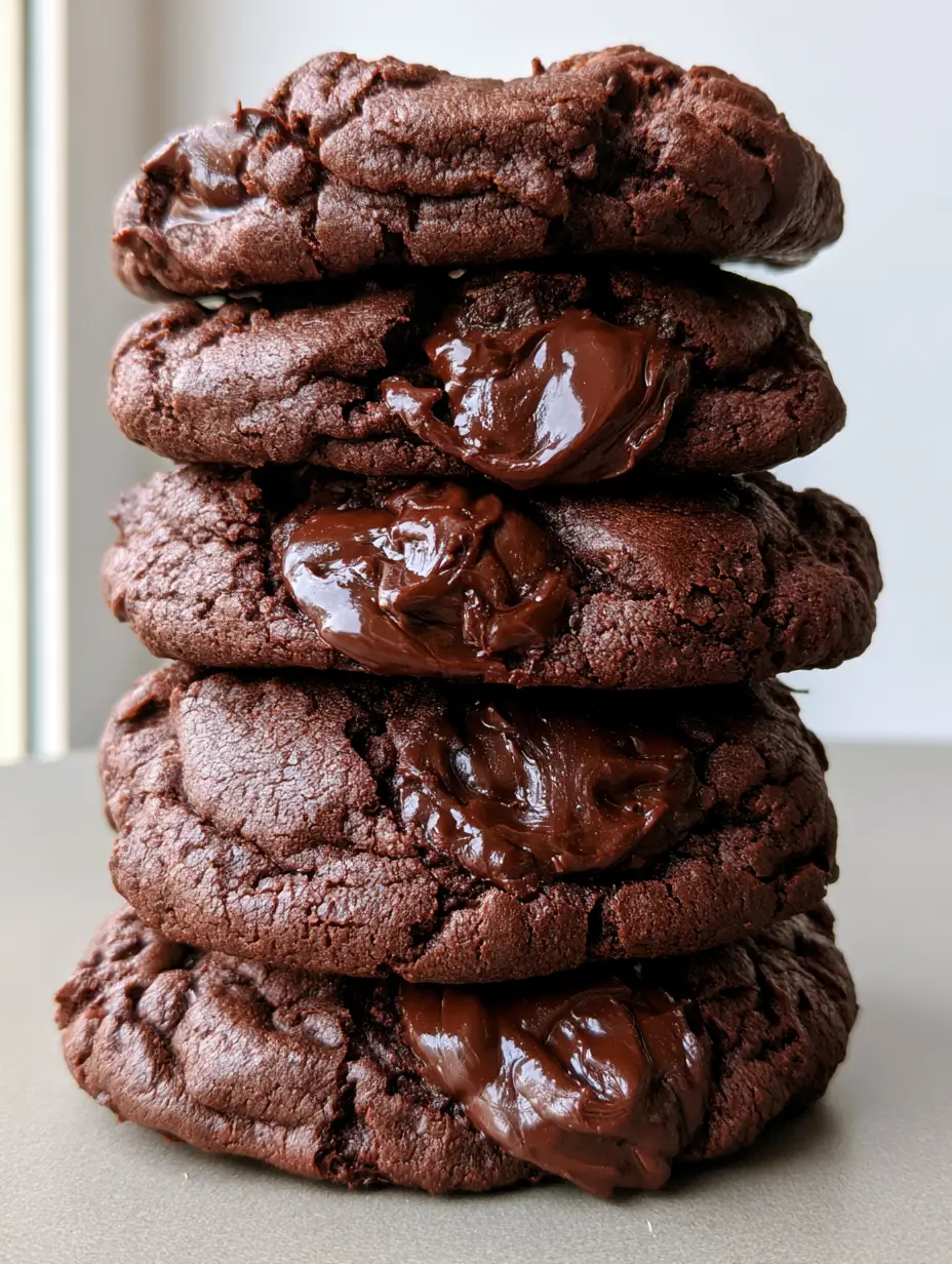 Sugar-Free Chocolate Cookies: Fudgy Dark Chocolate Chunk Recipe 4 Close-up of Sugar-Free Chocolate Cookies showing the deep matte brown dough and viscous chocolate chunks.
