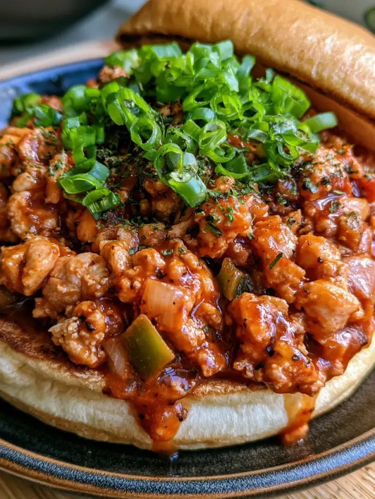 Cajun Chicken Sloppy Joes: The Zesty 30-Minute Dinner You Need 2 Close up of Cajun Chicken Sloppy Joes showing the finely crumbled chicken and thick reddish-brown sauce.