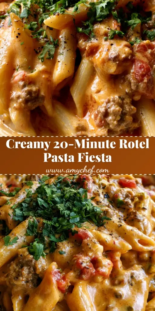 A close up smartphone photo of a white bowl filled with creamy Rotel Pasta Recipe featuring penne and beef. (Rotel Pasta Recipe)