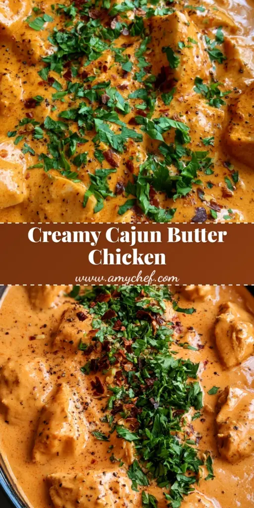 Crockpot Cajun Butter Chicken (Easy Creamy Slow Cooker Recipe) 3 A top-down view of Crockpot Cajun Butter Chicken featuring tender chicken chunks in a creamy orange sauce inside a black ceramic pot.