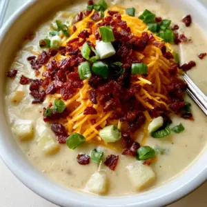 A smartphone photo of a white ceramic bowl filled with creamy off-white Crock Pot Crack Potato Soup, showing chunks of potatoes and a silver spoon.