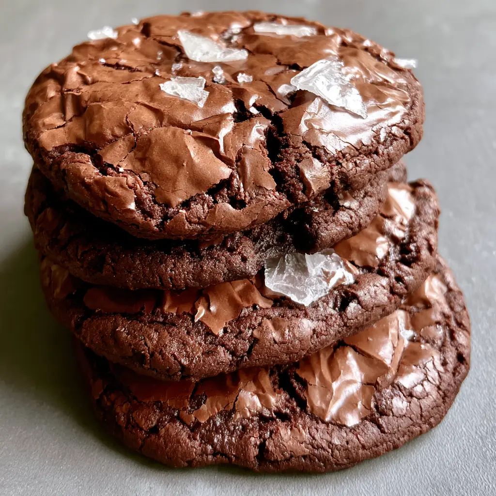 Detailed view of Brownie Cookies showing deep fissures and a fudgy dark chocolate interior.